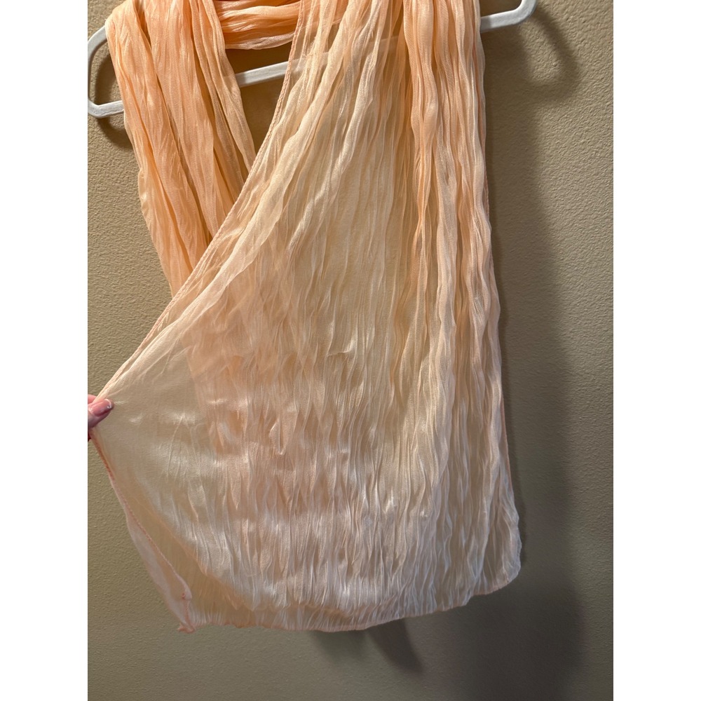 Peach Lightweight Crinkle Sheer Scarf Wrap Shawl Airy Textured Accessory - Picture 3 of 3